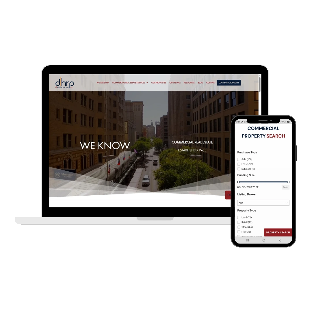 DH Realty Partners website shown on desktop and mobile devices