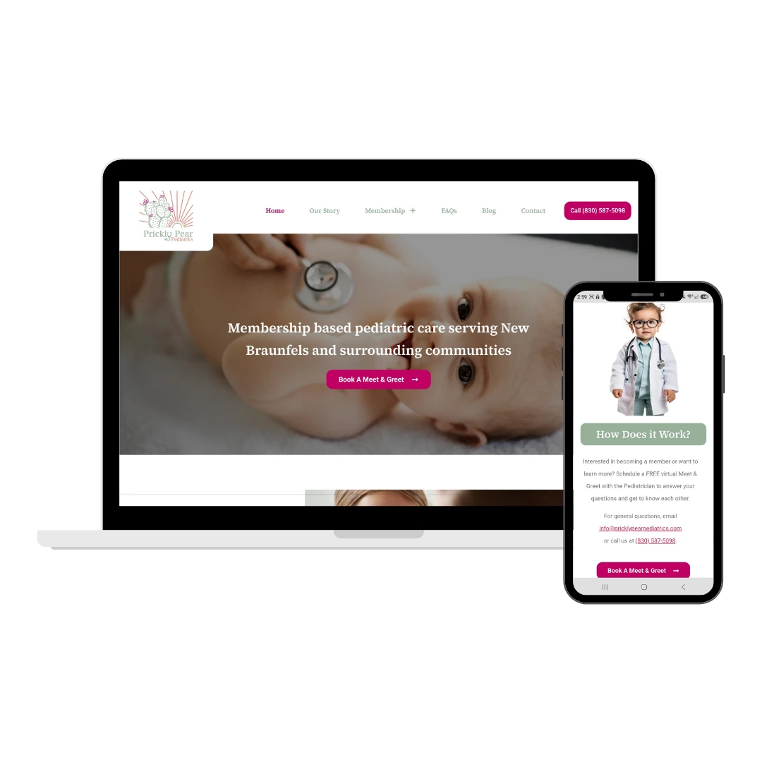 Prickly Pear Pediatrics website from CBK’s portfolio